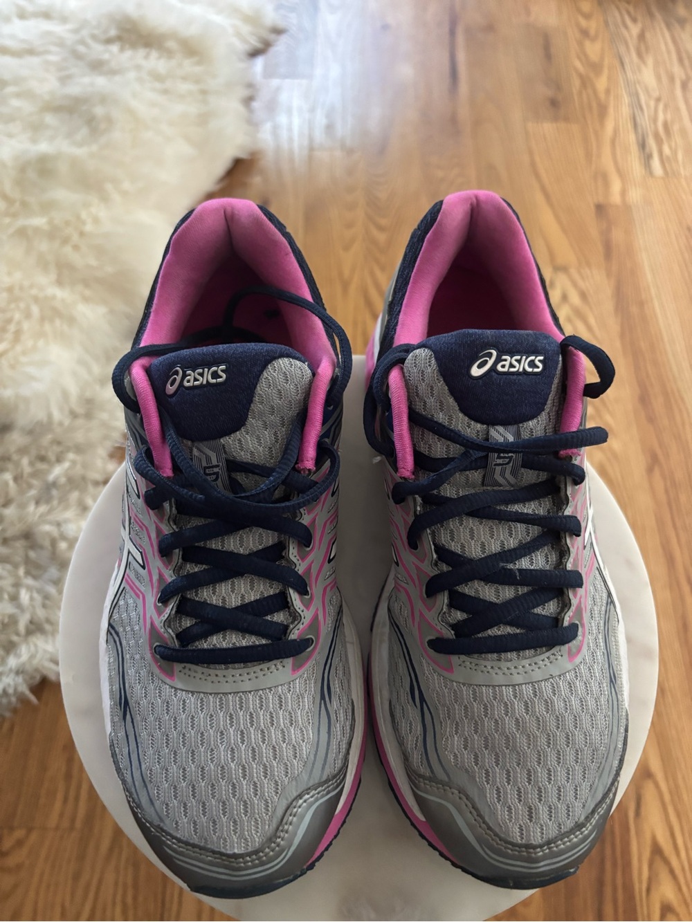 Asics Women's Gray and Pink Athletic Running Sneakers